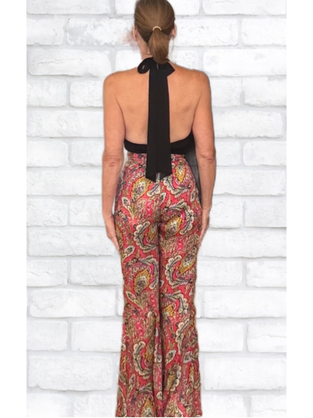cinq a sept Red Paisley Wide-Leg Pants - Picture 3 of 6